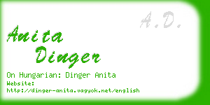 anita dinger business card